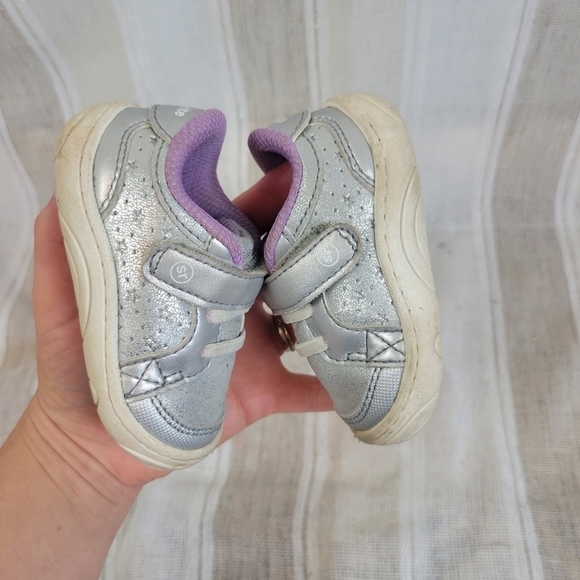 Stride Rite Velcro Slip On Aubrey‎ Sneakers Gray Purple Size Baby Toddler 3 - Picture 9 of 9